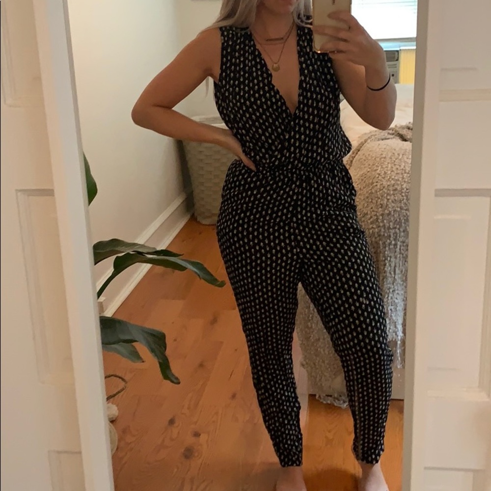 Black floral print jumpsuit